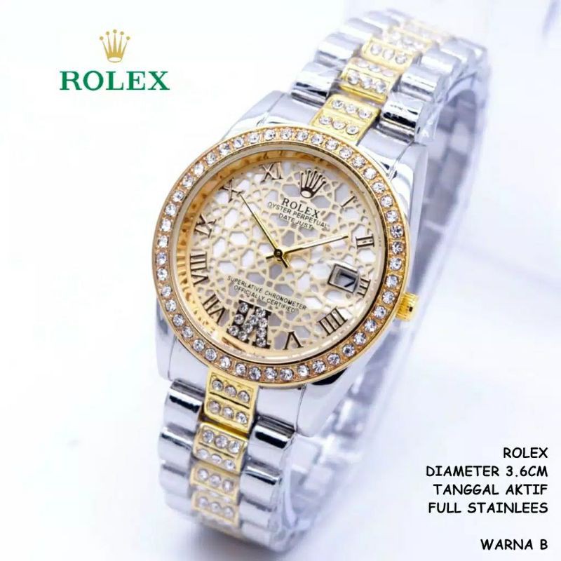 [TERMURAH]‼️JAM TANGAN ROLEX WANITA MOTIF DIAMOND ANTI AIR