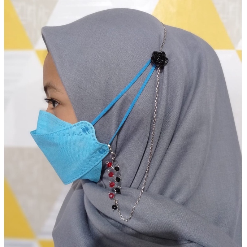 STRAP MASKER HIJAB 2 IN 1/ KALUNG MASKER RANTAI/KONEKTOR MASKER HEADLOP/STRAP BATU RANTING 4.9