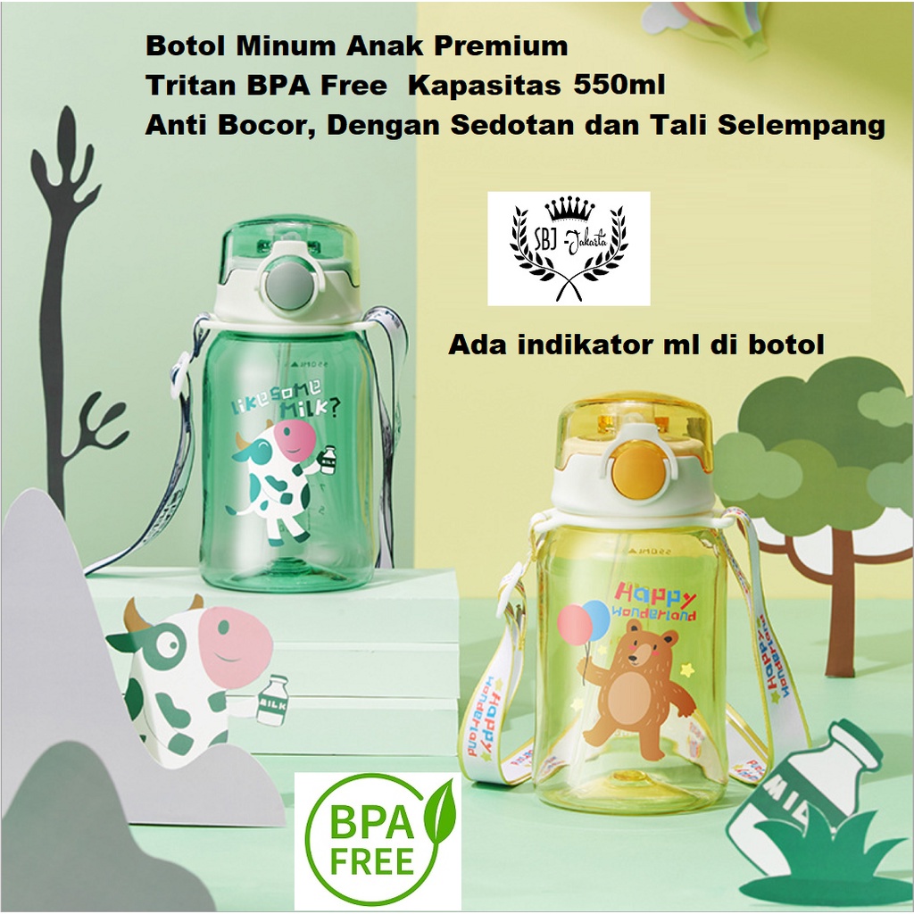 BOTOL MINUM ANAK Diller My Pet TRITAN BPA FREE 550ml dengan Sedotan