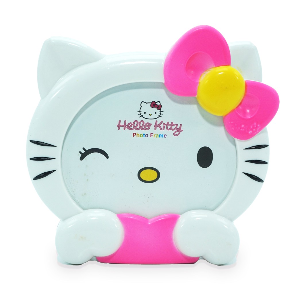 Frame Bingkai Foto Hello Kitty Pas Foto Putih Kaca Meja Murah Berkualitas