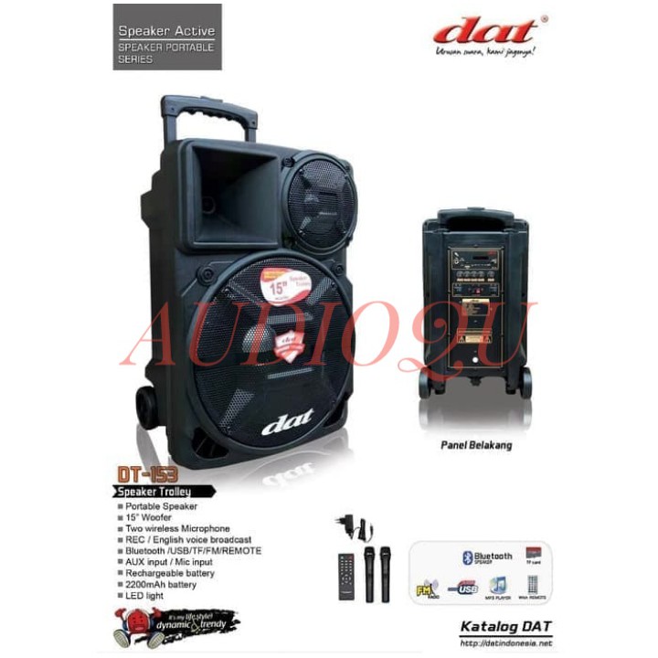 Speaker Portabel Wireless DAT DT 153/ DT153 15 Inch Original