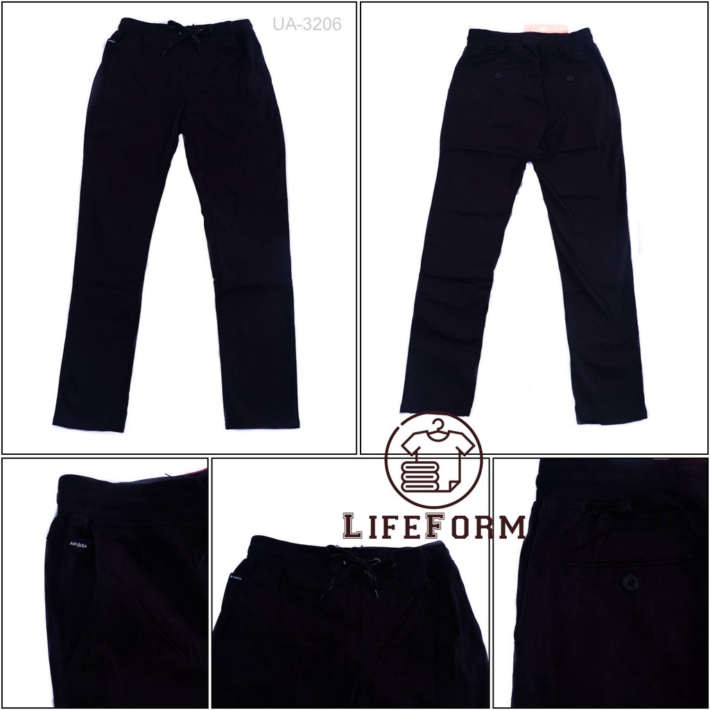 CELANA PANJANG KATUN SLIM FIT PRIA RIB KOLOR ARVADA M-XL[UA3206]