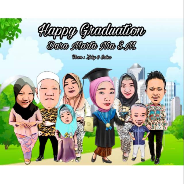 Karikatur Premium Karikatur Wisuda Karikatur Wajah Karikatur Mirah Hadiah Kado Wisuda Ultah Hiasan