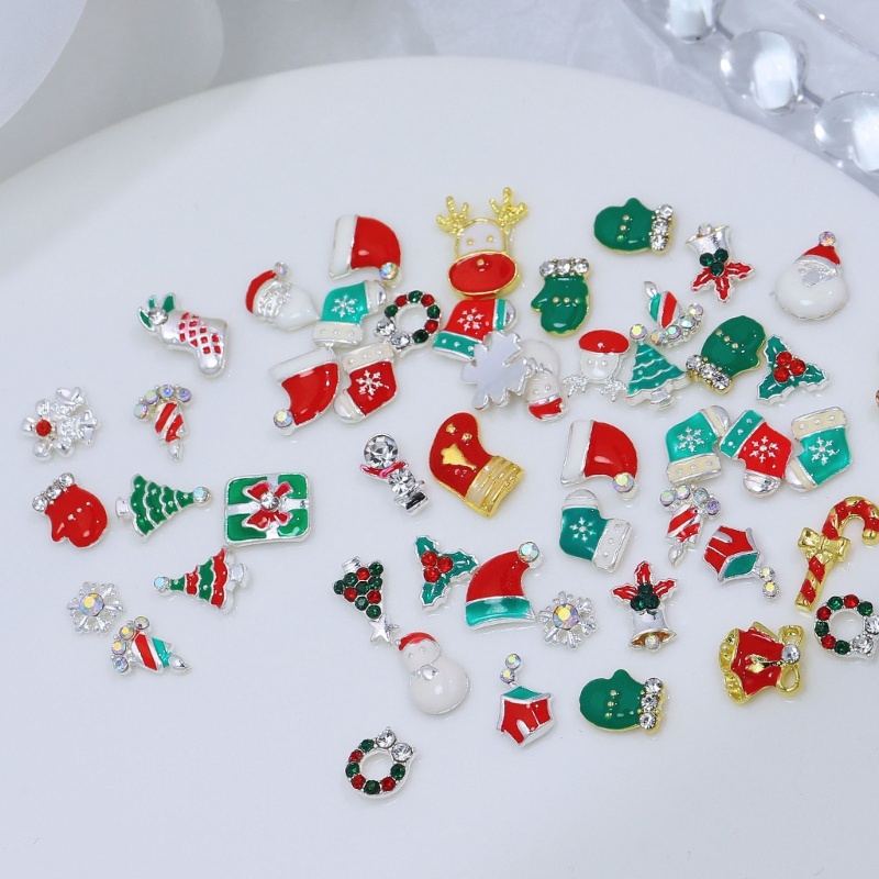 Zzz 1 Kantong Hiasan Kuku Bentuk Santa Claus / Rusa / Snowman Bahan Alloy Untuk Nail Art