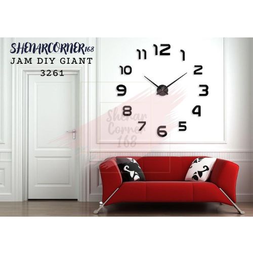 SHENAR JAM DINDING DIY BESAR ANGKA HURUF 3D / JAM RAKSASA TEMPEL TEMBOK GIANT WALL CLOCK, SHENARCORNER168