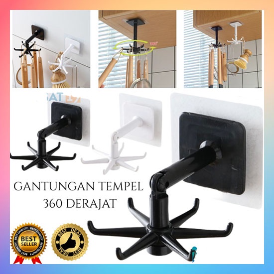 GANTUNGAN TEMPEL DINDING TEMBOK / HOOK 6 KAIT 360 DERAJAT HOOK PUTAR GANTUNGAN DAPUR SERBAGUNA