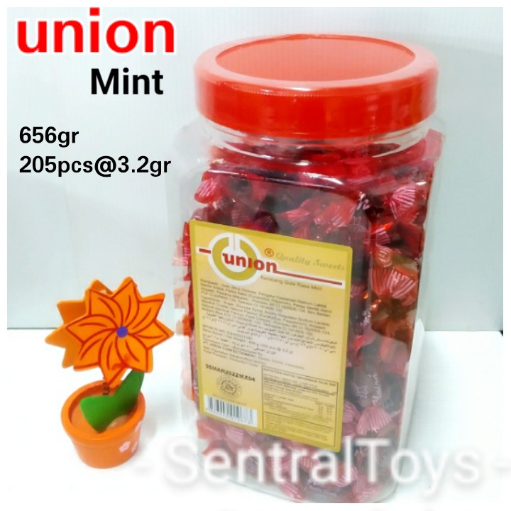 Permen Jadul Union Rasa Mint toples Jar isi 205 butir / Union Hack