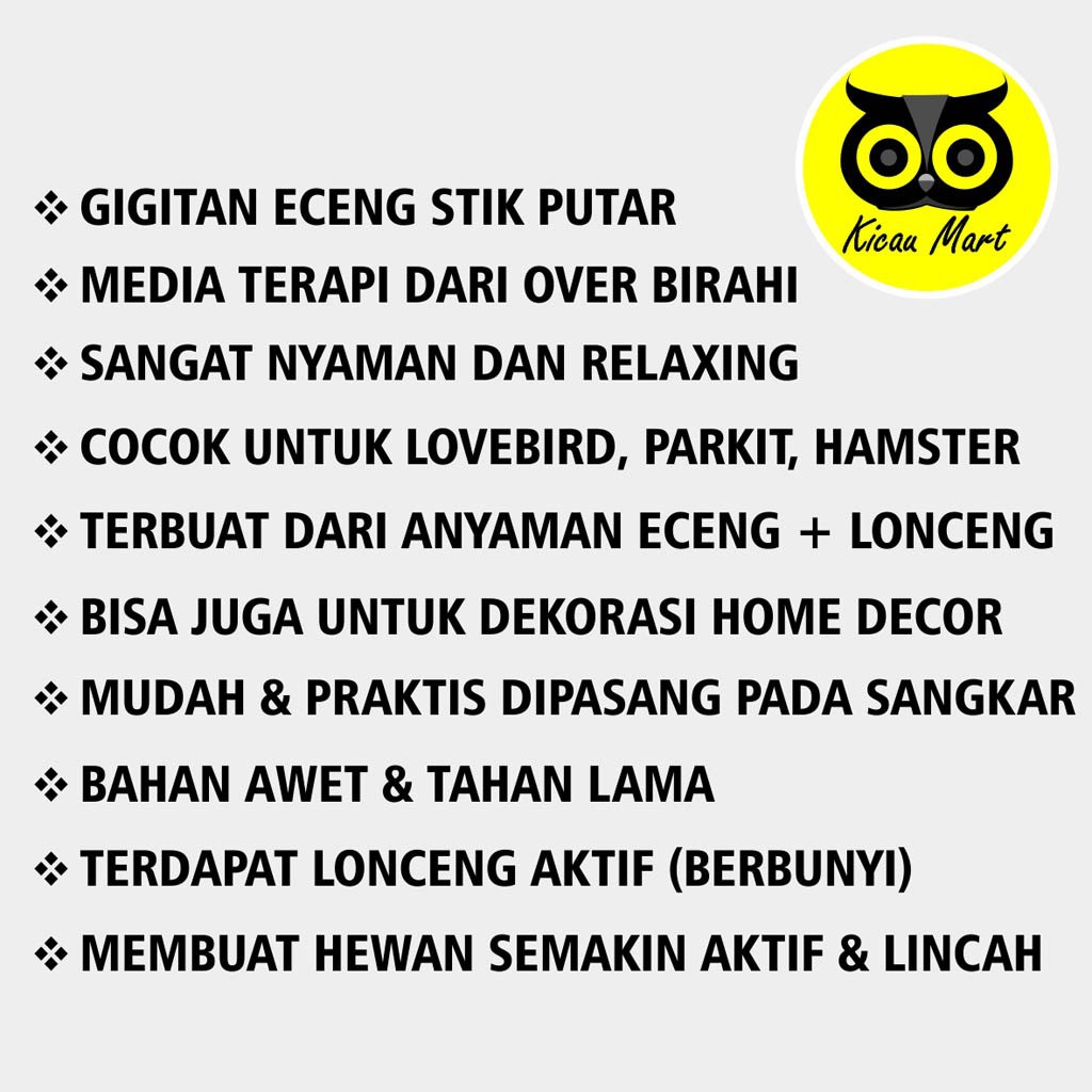 MAINAN BURUNG GIGITAN STIK ECENG GONDOK KAYU COKOTAN ANTI OVER BIRAHI BURUNG LOVEBIRD PARKIT STKEG