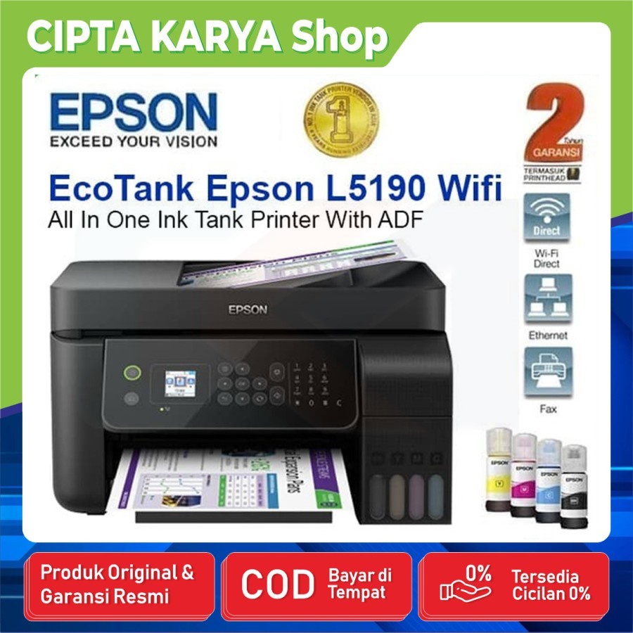 Jual Epson L5190 Wifi All In One Ink Tank Printer With Adf Shopee Indonesia 8076