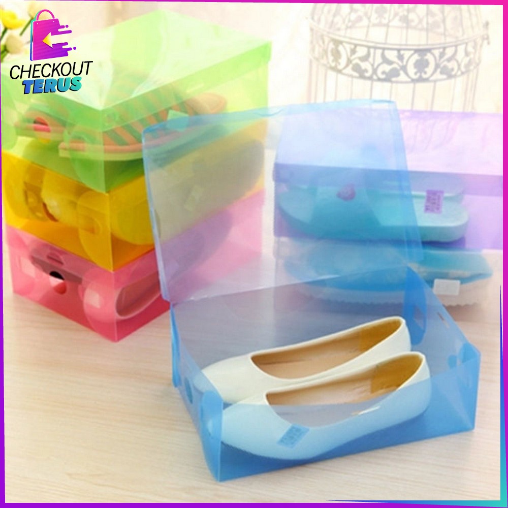 CT C157 Kotak Sepatu Tebal Serbaguna Kotak Rak Susun Sepatu Sandal Transparan Shoes Storage Box Orginizer