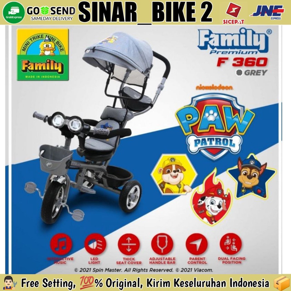 Sepeda Roda Tiga 3 FAMILY ROMEO F-361,F360H Tricycle Kanopi