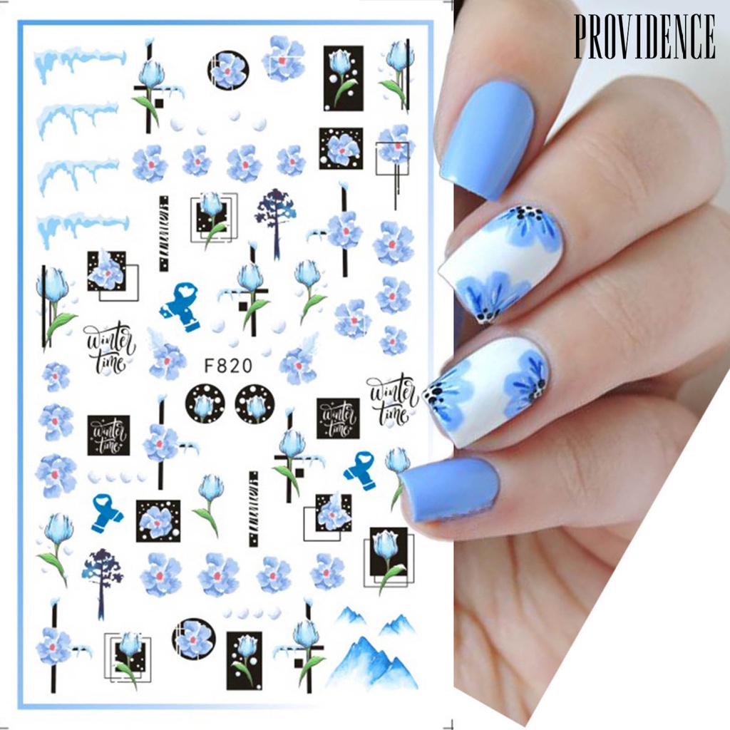 Providence Stiker Kuku 3d Motif Daun / Geometri Aksen Glitter Untuk Aksesoris Nail Art / Manicure