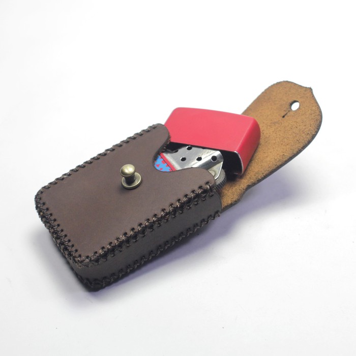 sarung zippo kulit asli anyam - zippo lighter case