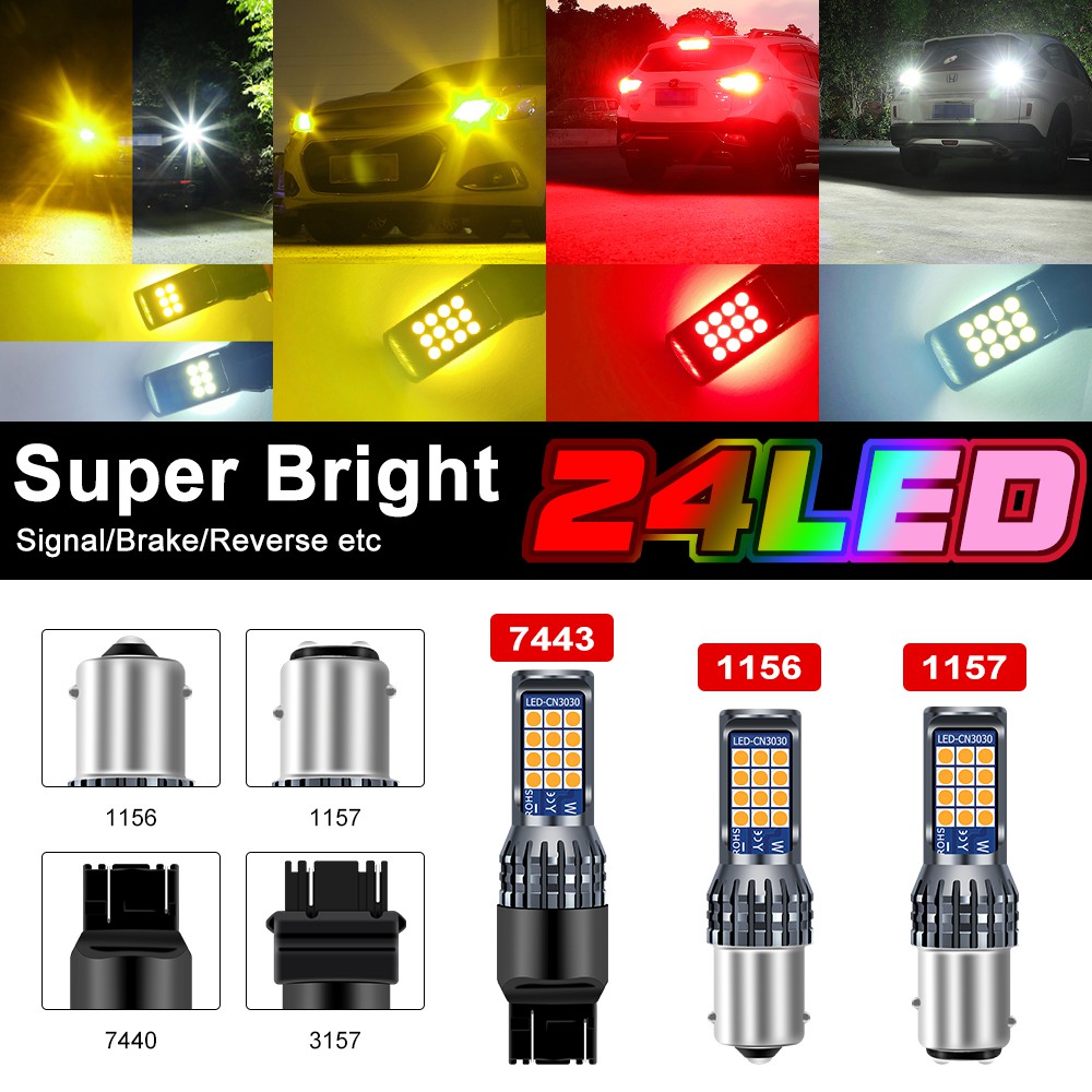 1pcs Lampu Led 24smd Ba15S 1156 T20 7443 Bay15D 1157 3157 P27 / 7w 12v-36v Untuk Sinyal Mundur Mobil