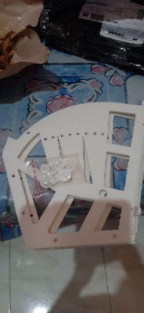 Bracket Fitting Engsel / Rel Lemari Rak Sepatu Putar 3 Tiga Susun Sekat Plastik