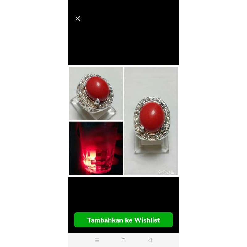 Cincin Batu Pria Sulap Fosfor Merah Delima Nyala Kena Dalam Air Prank - MERAH