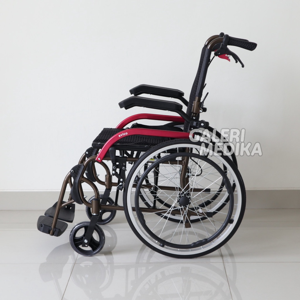 KHUSUS GOJEK/GRAB Kursi Roda Aluminium / Aluminium Wheelchair Avico Athena - Kursi Roda Travel Bisa Dilipat Roda Besar 20 Inchi