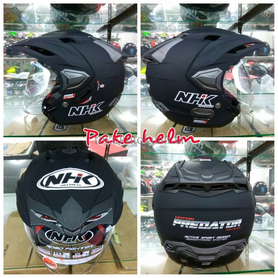 HELM NHK HALF FACE NHK CRYPTON NHK DOUBLE VISOR BLACK DOFF