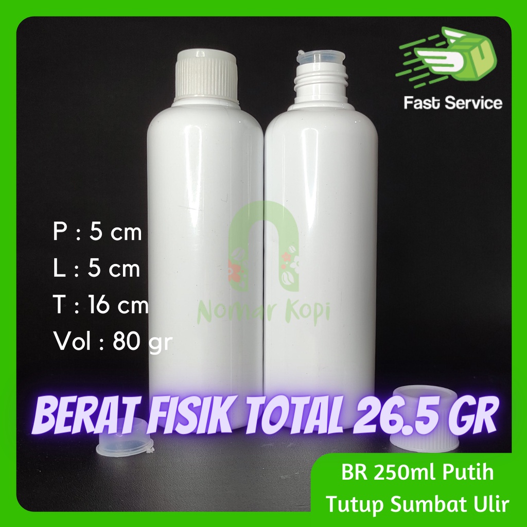 Botol 250ml BR PUTIH Fliptop