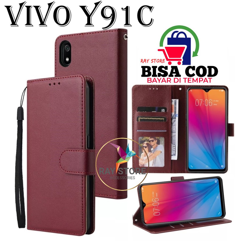VIVO Y91C  FLIP LEATHER CASE PREMIUM-FLIP WALLET CASE UNTUK VIVO Y91C