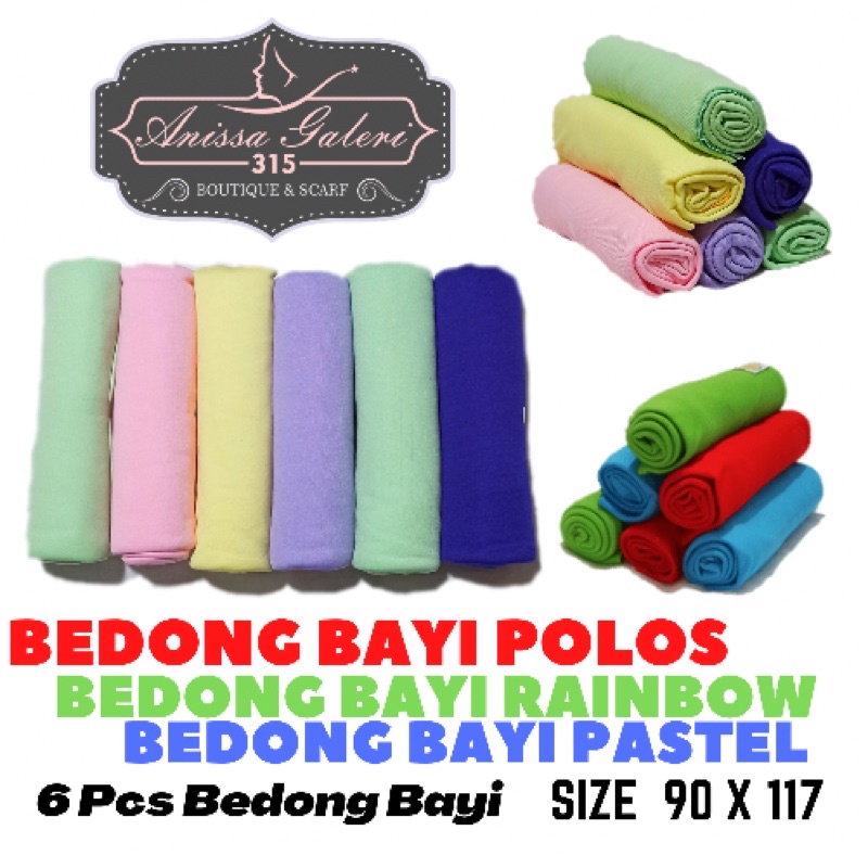 Bedong bayi jumbo murah uk 90 x 117( isi 6 pc )Seri merah