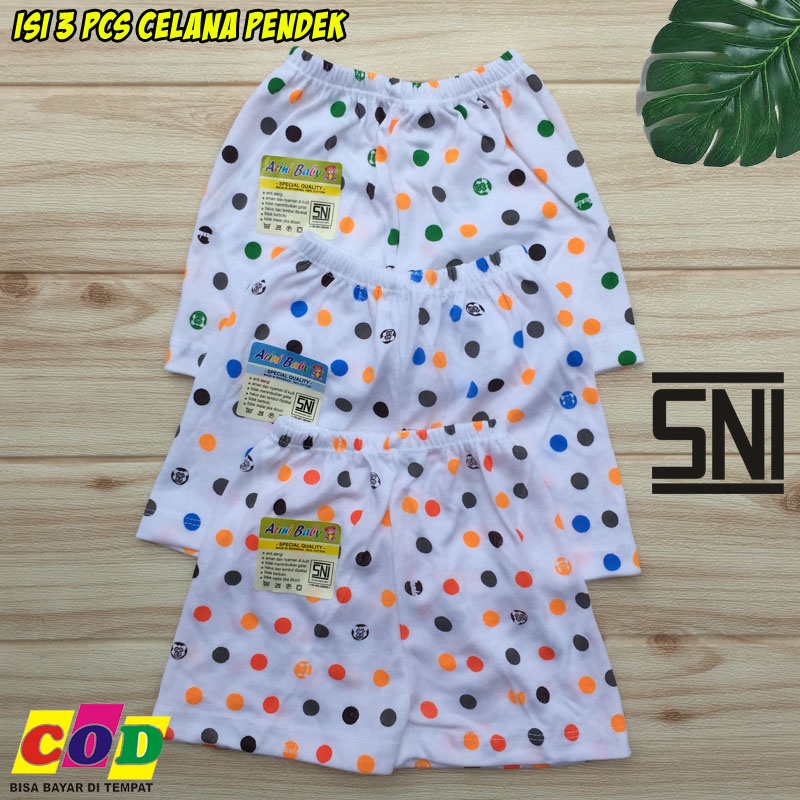 Ana Baby - Kualitas Premium 3 PCS Celana Bayi Pendek Baru Lahir Motif Polkadot