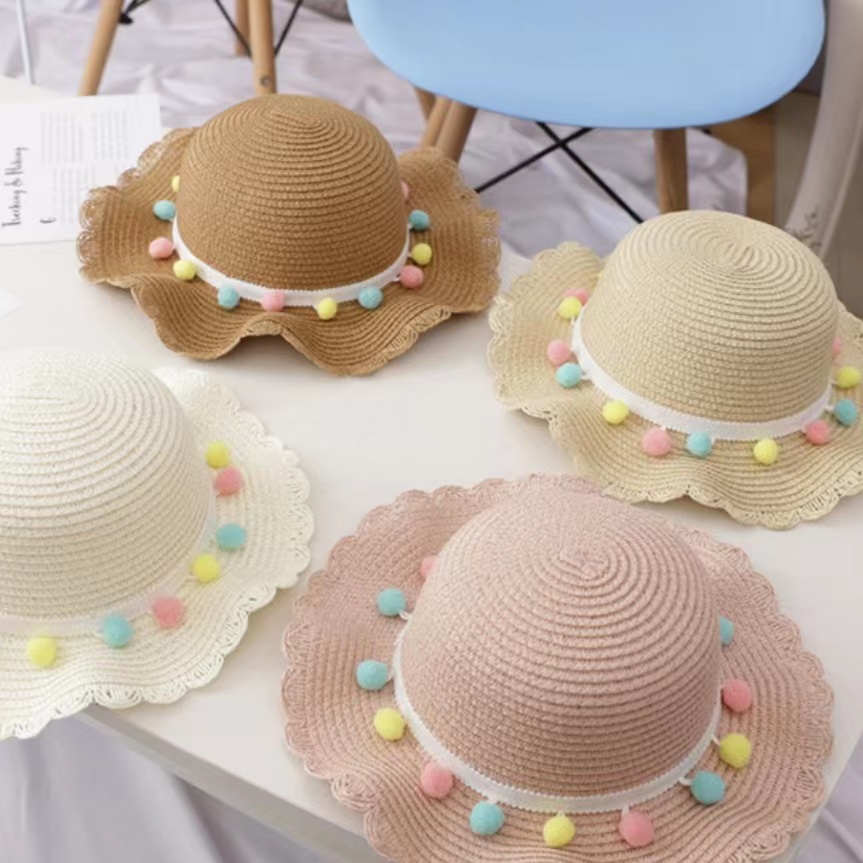 Topi Pantai Anak-Anak Bahan Jerami Musim Panas Korean Fashion Kids