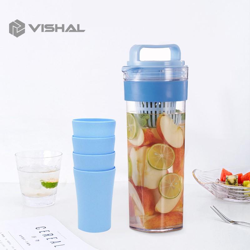 VISHAL Teko Air Panas Dan Dingin Set Dengan Cangkir Plastik Teko Pitcher Water Water Jug Infused VS