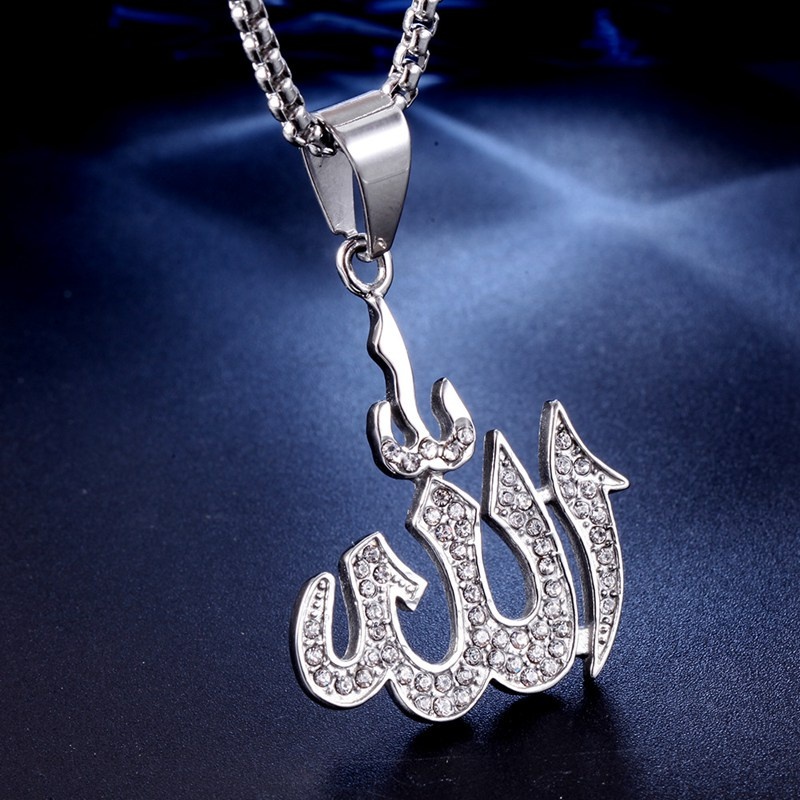 Kalung Muslim Islam Totem Allah Berlian Imitasi