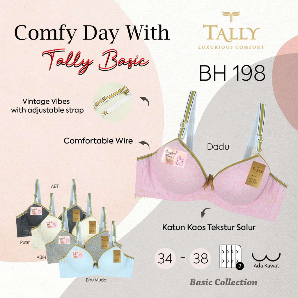 TALLY BRA BH 198/908 I CUP B KECIL | ADA BUSA I ADA KAWAT I SIZE 34-38