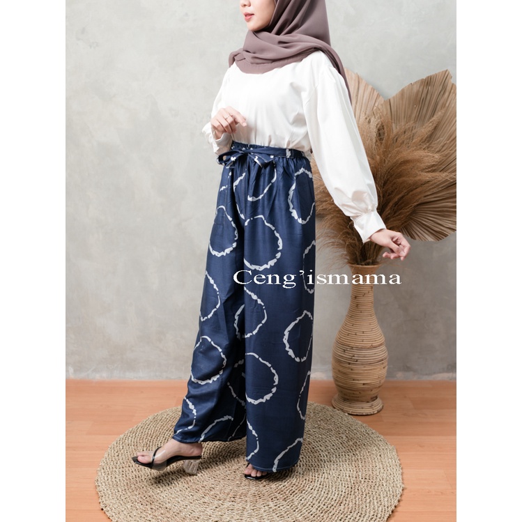 Celana Panjang Kulot Wanita Motif Cincin Sibori Bahan Rayon-03