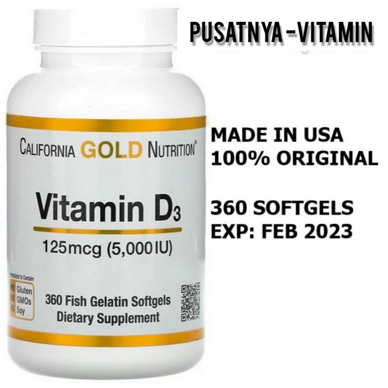 Vitamin D3 Vit D-3 5000IU 90 Softgels California Gold Nutrition Ori USA Vit D3 5000 iu