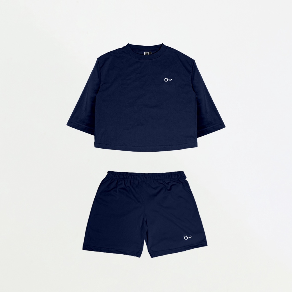 JOHNJILL - Kaos Oversize Croptop &amp; Short Pants - Basic Set