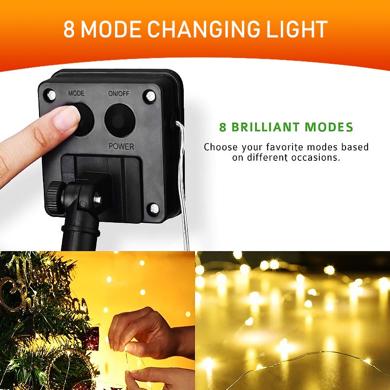 IP65 Waterproof Lampu Solar String Light Powered Copper Wire String Light untuk Outdoor Indoor Taman Rumah Pesta Pernikahan