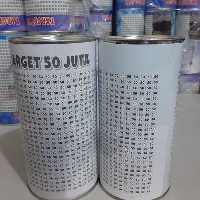 Celengan KALENG TARGET 50 JUTA BUKA TUTUP VIRAL  / CELENGAN TARGET SIZE JUMBO