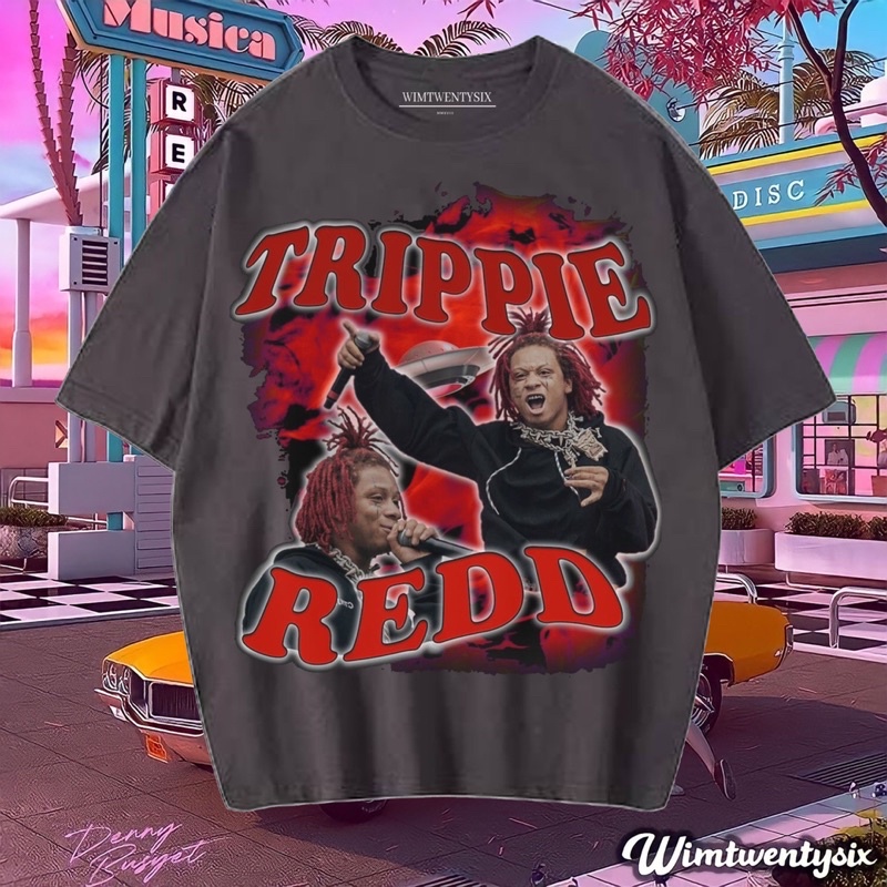 KAOS TRIPPIE REDD MISS THE RAGE VINTAGE RAP TEE (OVERSIZE DARK GREY T-SHIRT)