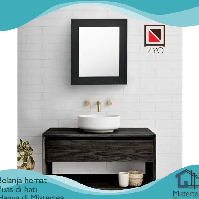 RAK CERMIN / MIRROR CABINET / KACA TOILET / KACA KAMAR MANDI MERK ZYO - Hitam