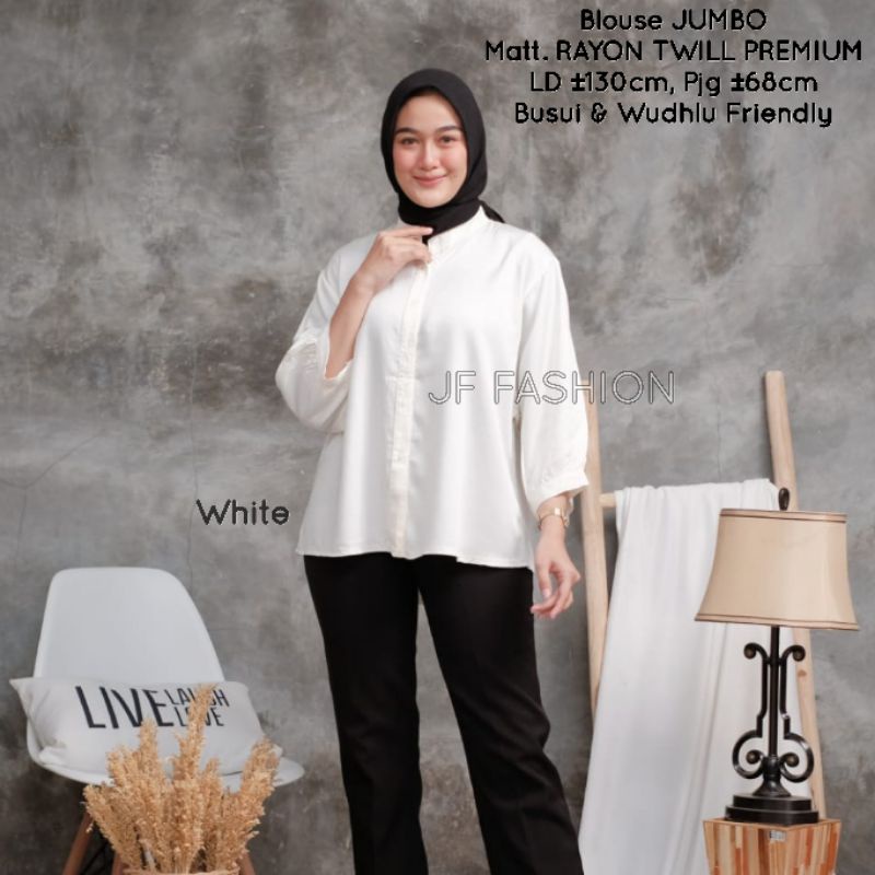 ZIVA BLOUSE OVERSIZE (JUMBO/LD ±130cm) RAYON TWILL PREMIUM //JF506-White, Ziva OVERSIZE