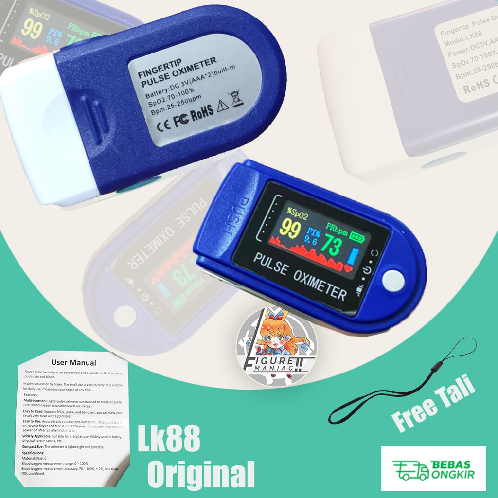 Oxymeter Fingertip Oximeter LK88 Original Alat Test Kadar Oksigen