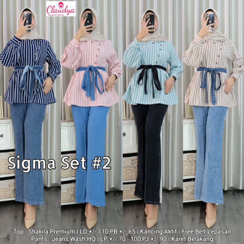 Sigma #2 set by Claudya shakila premium mix jeans wash @Alv