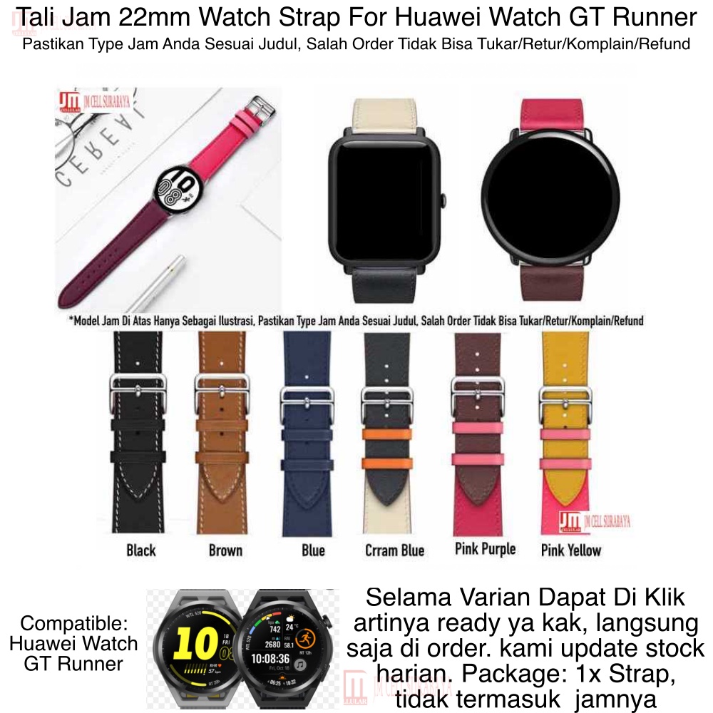 Fashion Strap Huawei Watch GT Runner - Tali Jam Tangan 22mm Fashion Leather PU Kulit