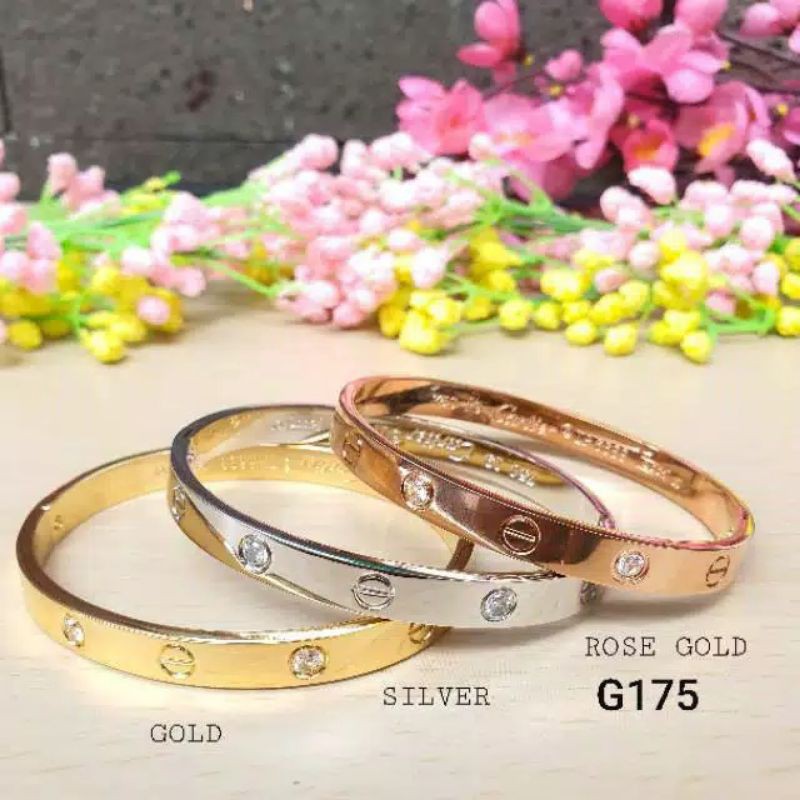 Gratis cincin gelang titanium 1 set 3 warna perhiasan wanita COD