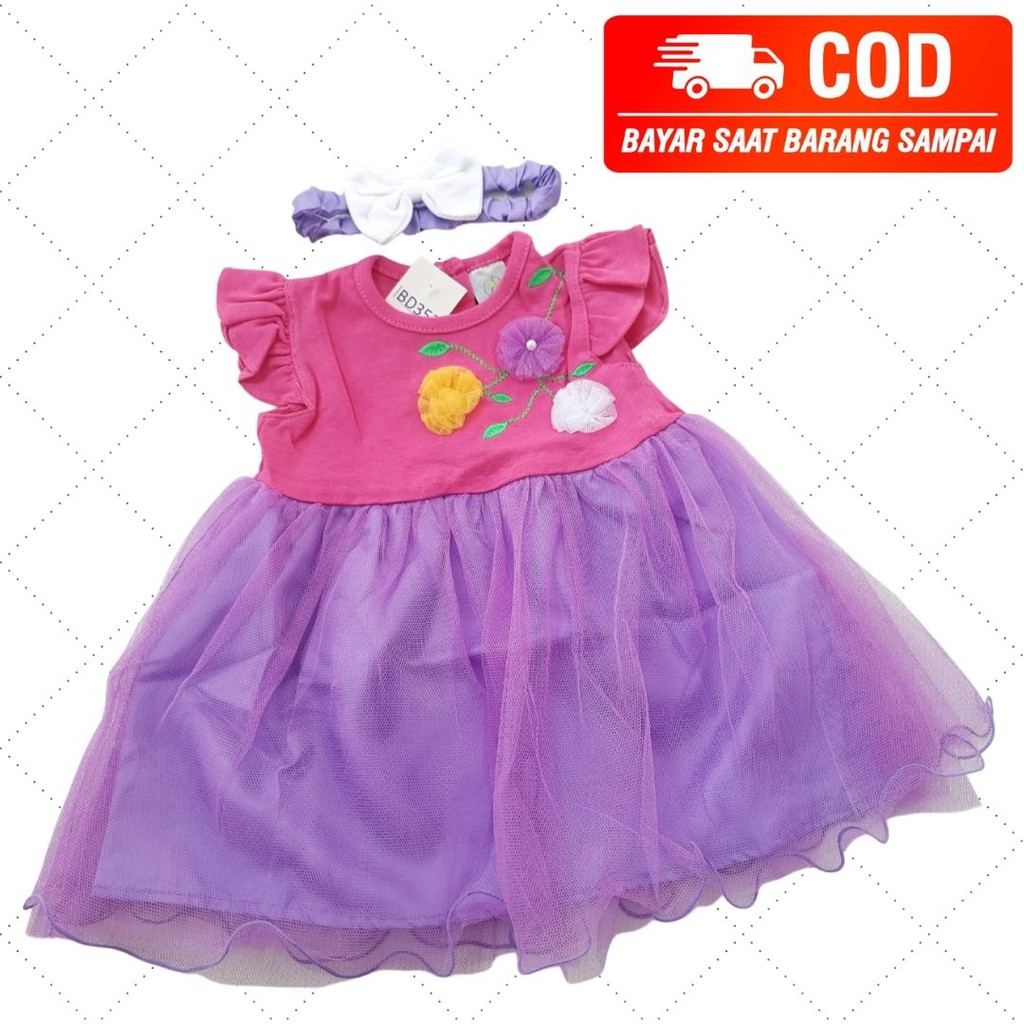 Dress Tutu 3 Bunga Anak Bayi Perempuan Fashion Anak Cewek Kondangan Trendi E590 Babybell MH-B