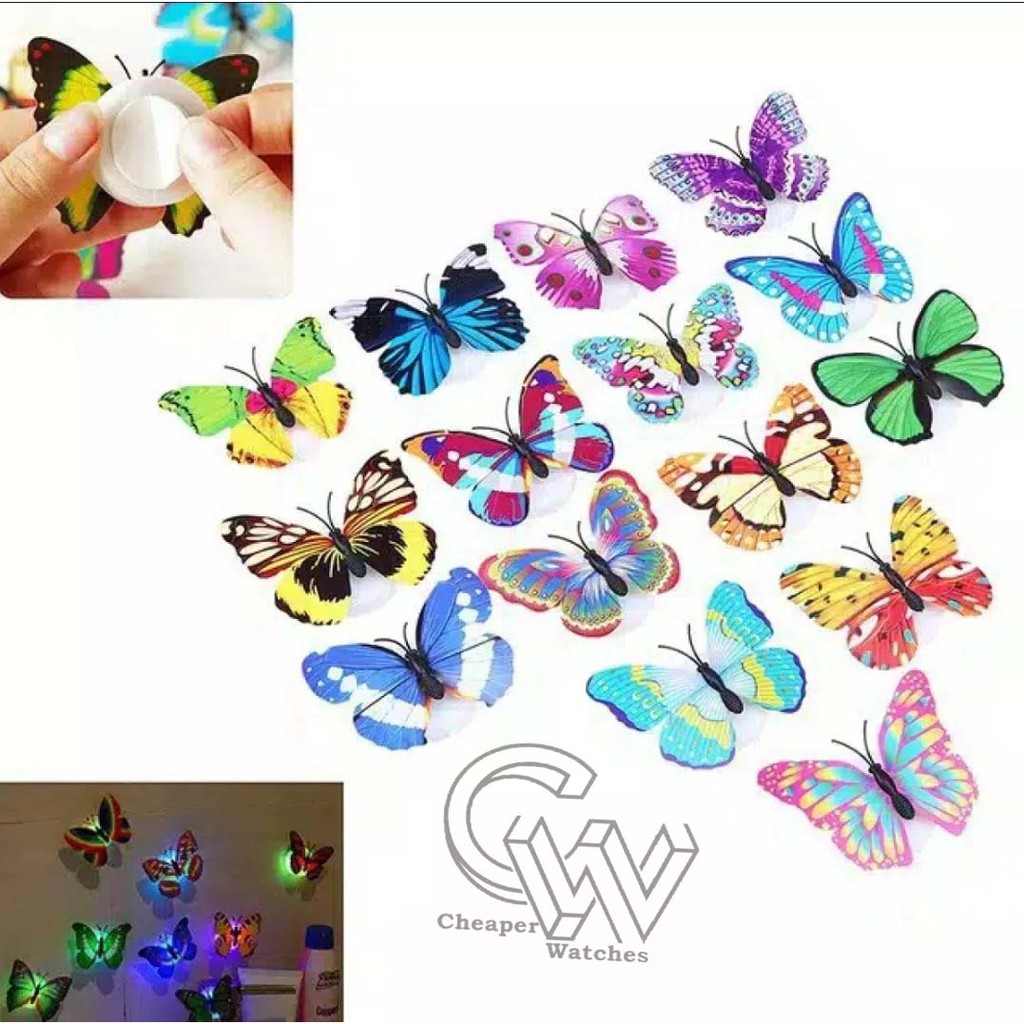 Cheaper-Lampu Kupu Kupu Lampu Hias Dekorasi Led Butterfly Hiasan Rumah Walpaper Dinding