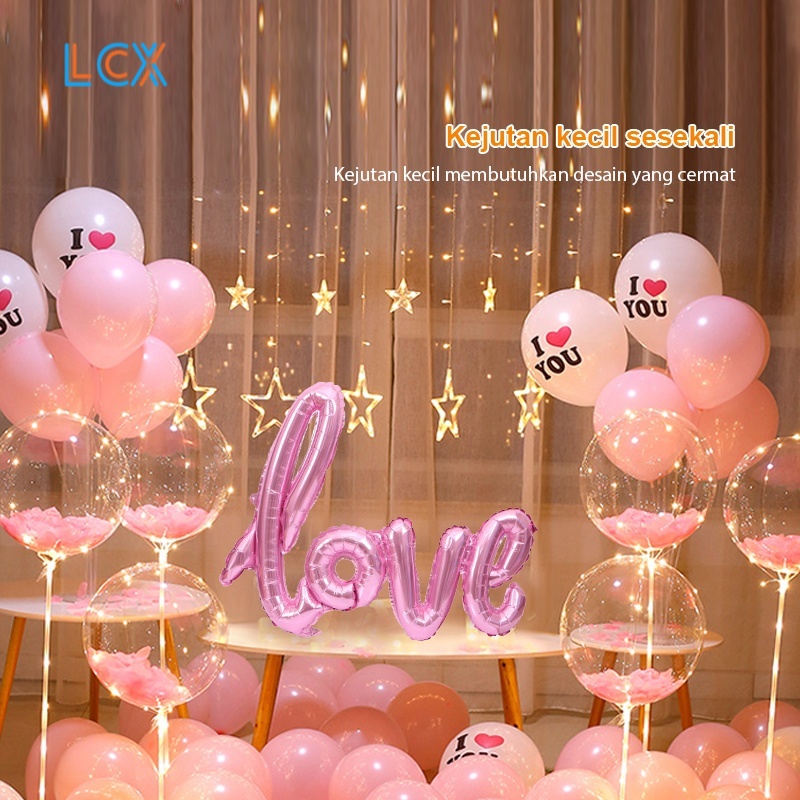 LCX Balon Pesta / Balon Letter Love Latin Mini Tulisan Love Leter / Balon Foil Love Sambung Mini Leter