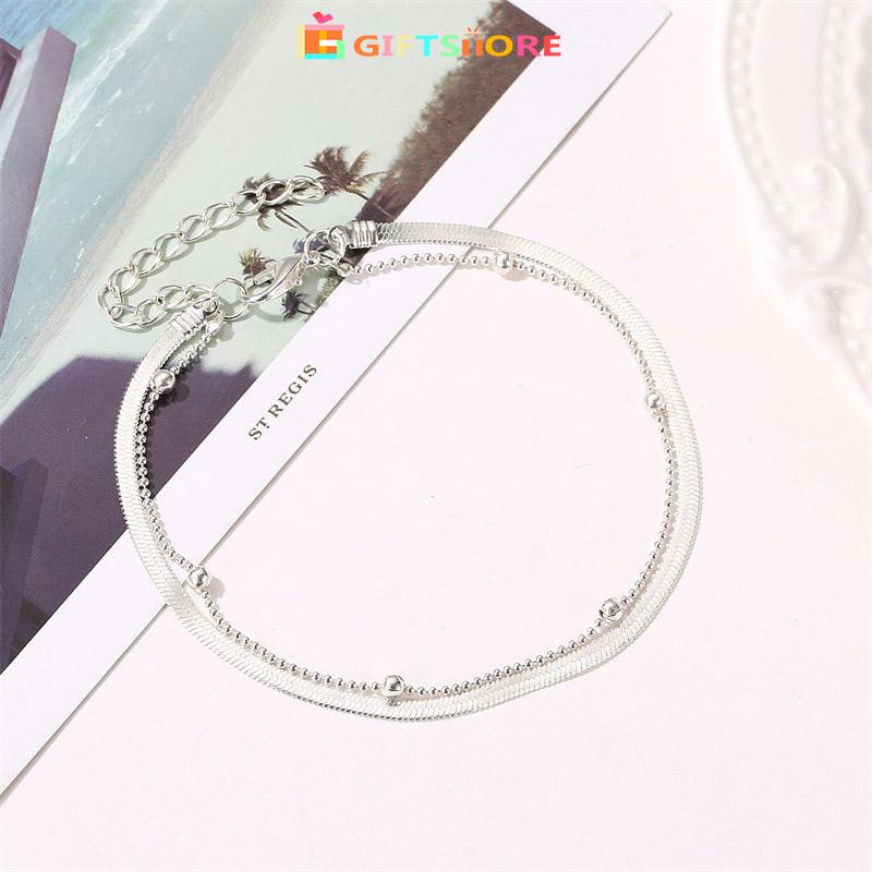 [Readystock]Gelang Kaki Wanita Model Rantai Ular Manik Bulat Simple-GS