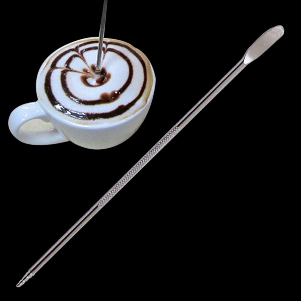 [Elegan] Coffee Art Pen Cafe Rumah Stainless Steel DIY Alat Dekorasi Espresso