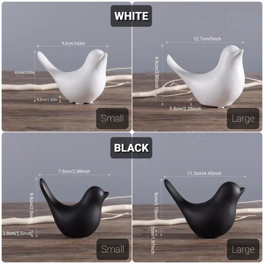 TBI Patung Burung Keramik Pajangan Hiasan Rumah Black White Ceramic Birds