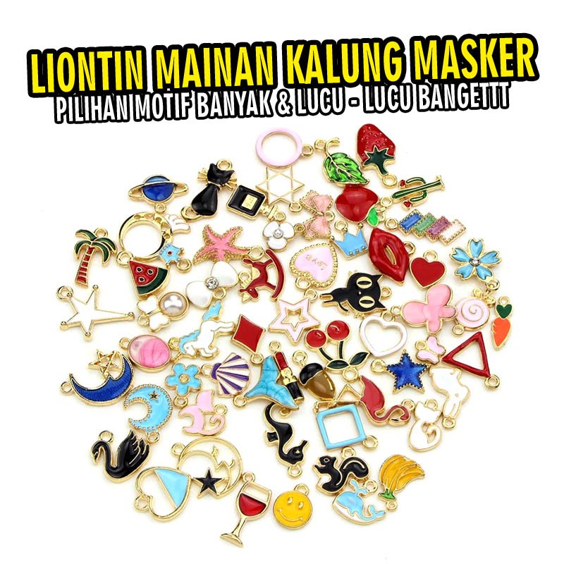 liontin mainan kalung masker perak emas lucu aesthetic unik untuk gelang tali dewasa anak murah