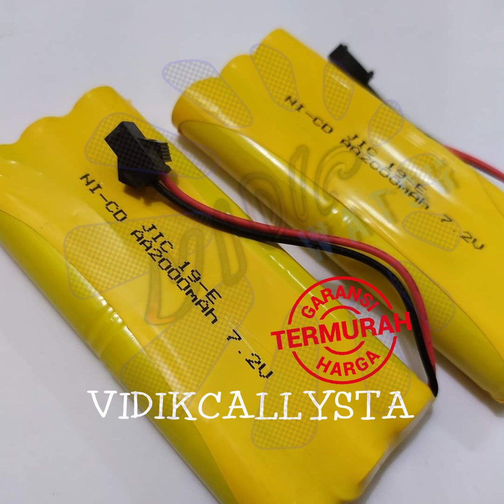 Baterai NiCd RC AA 2000mAh 7.2V Socket Hitam isi 6